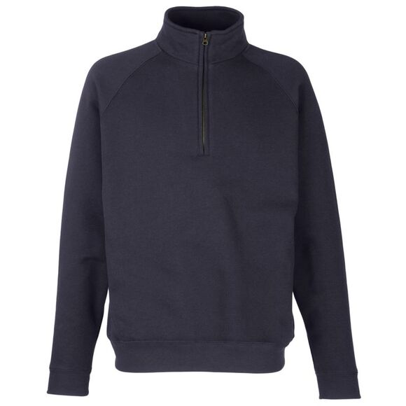 Fruit of the Loom Adults Unisex Classic Zip Neck Sweatshirt / Deep Navy